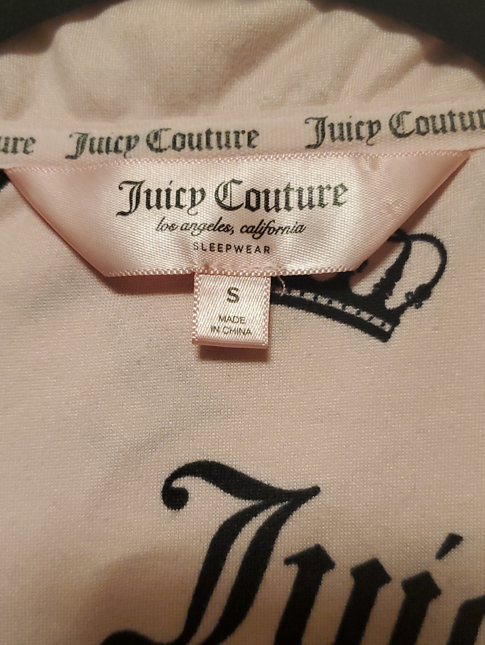 Juicy Couture Pink Logo-Print Short Sleeve Shirt & Long Pants Small - Picture 3 of 5